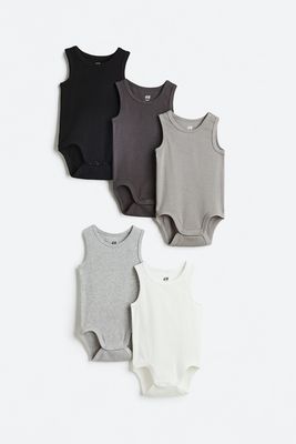 H&M Sleeveless 5-Pack Soft Cotton Jersey Bodysuits