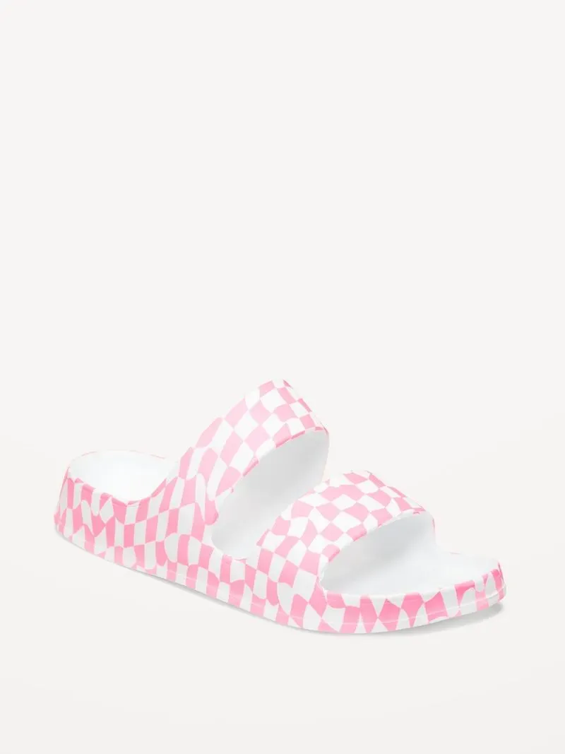Old Navy Girls Double Strap Sandals Slide Pink, Size: 29-31, Color: Pink/ White