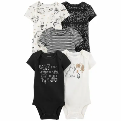 Original Carter&#39;s Baby Boy 5-Piece Cotton Bodysuit Set