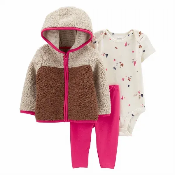 Original Carter&#39;s 3-Piece Sherpa Little Jacket Set - Baby Girl