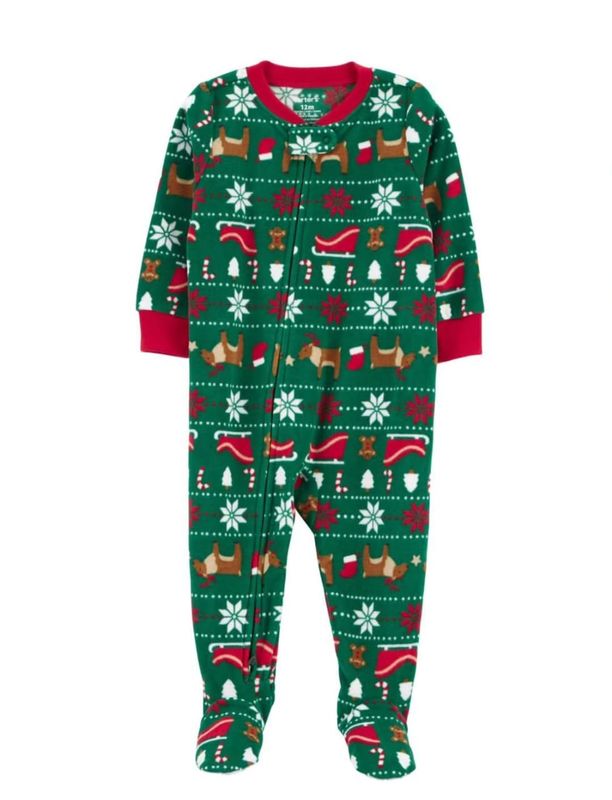 Original Carter&#39;s Unisex Fleece Christmas Overall