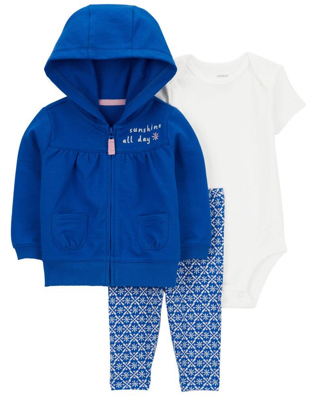 Original Carter&#39;s Baby Girl 3-Pcs Cardigan Cotton Set