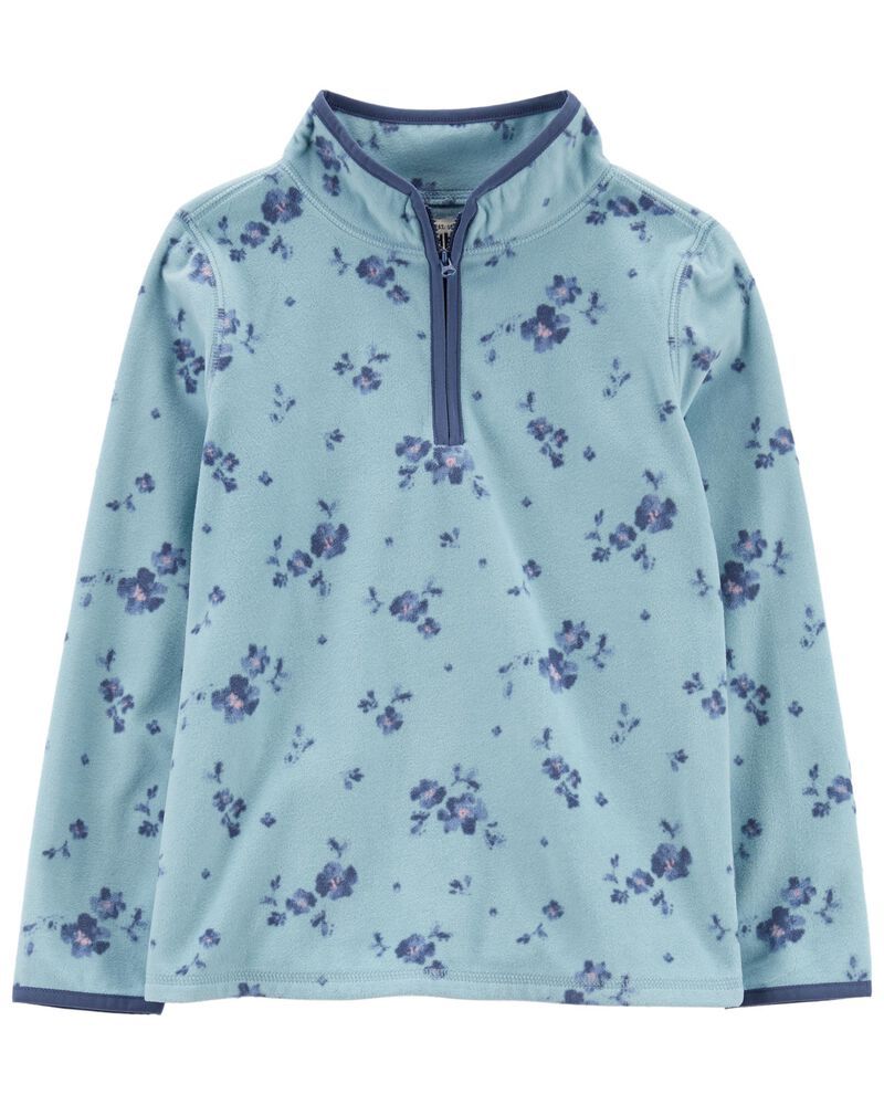 Oshkosh B&#39;gosh Girls Blue Floral Print Fleece Half Zip Cozie