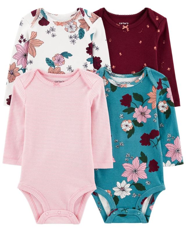 Original Carter&#39;s Baby Girl 4-Piece Long Sleeve Bodysuit Set