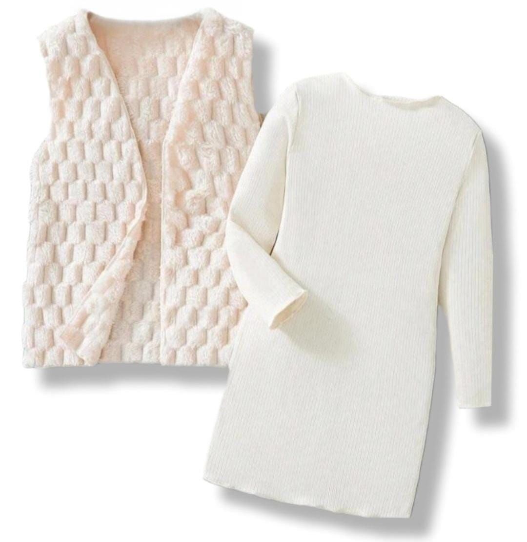Small Foot Girl Solid Cardigan &amp; Mock Neck Dress