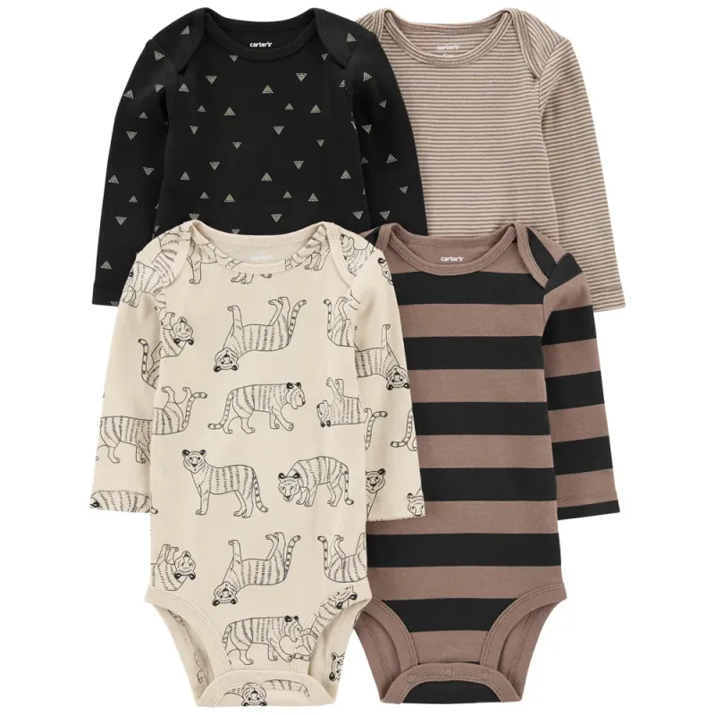 Original Carter&#39;s Baby 4-pack Long Sleeve Cotton Bodysuit Set