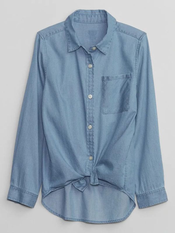 GAP Girls Denim Tie-Front Chambray Shirt