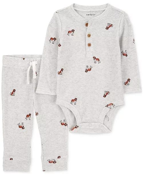 Original Carter&#39;s Boys Dogs Printed 2-Pcs Thermal Cotton Set