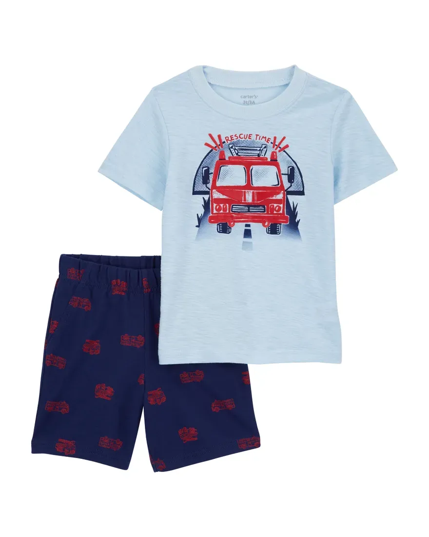 Original Carter&#39;s Boys 2-Pcs Fire Truck Printed Set