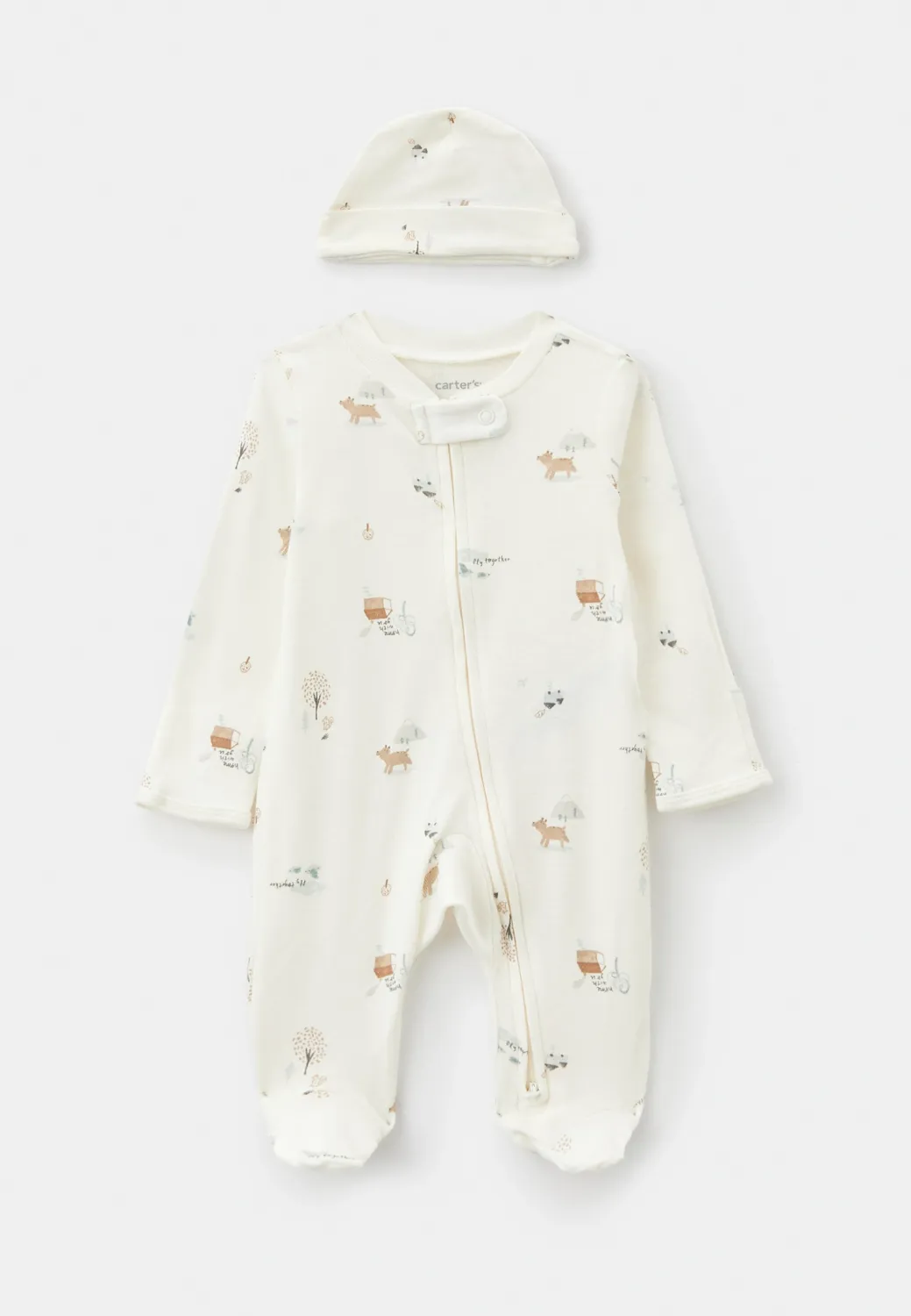 Original Carter&#39;s Unisex Cotton Overall &amp; Hat Set