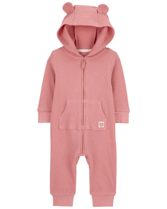 Original Carter&#39;s Baby Bear Hood Zip-Up Thermal Jumpsuit