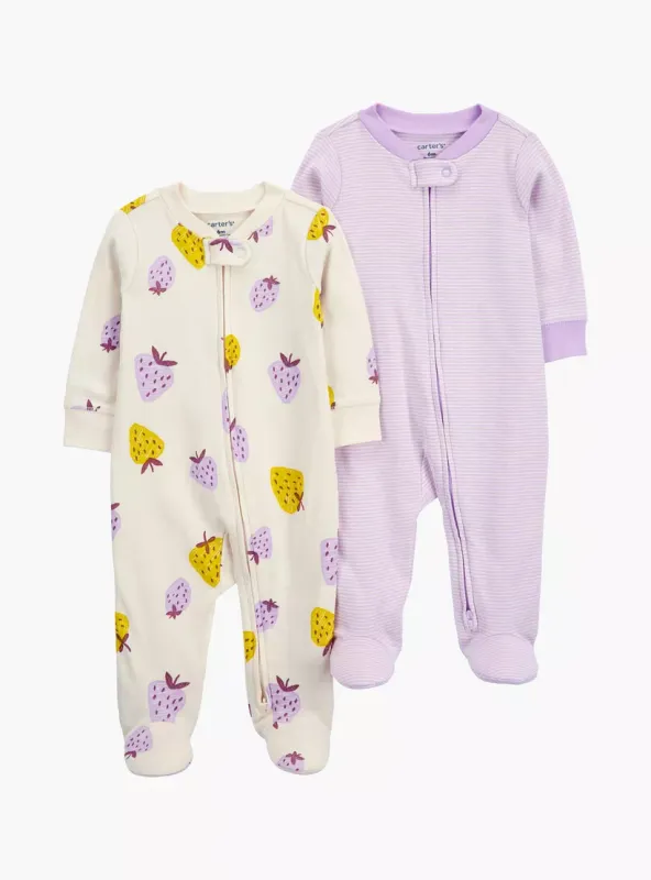 Original Carter&#39;s 2-Piece Strawberry Zip-Up Cotton Overall