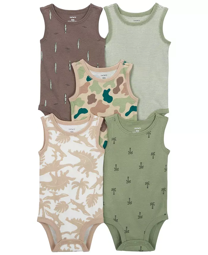 Original Carter&#39;s Boys Sleeveless 5-Pack Bodysuit Set