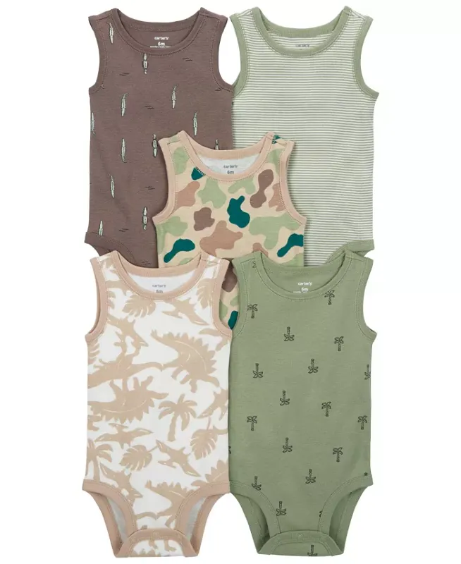Original Carter&#39;s Boys Sleeveless 5-Pack Bodysuit Set