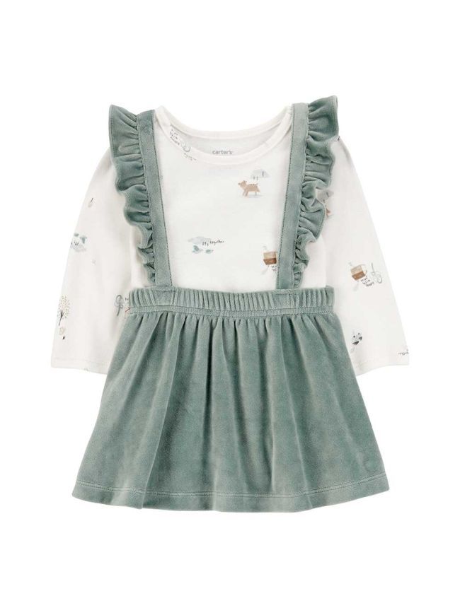 Original Carter&#39;s Girls 2-Pcs Velvet Dress &amp; Bodysuit Set