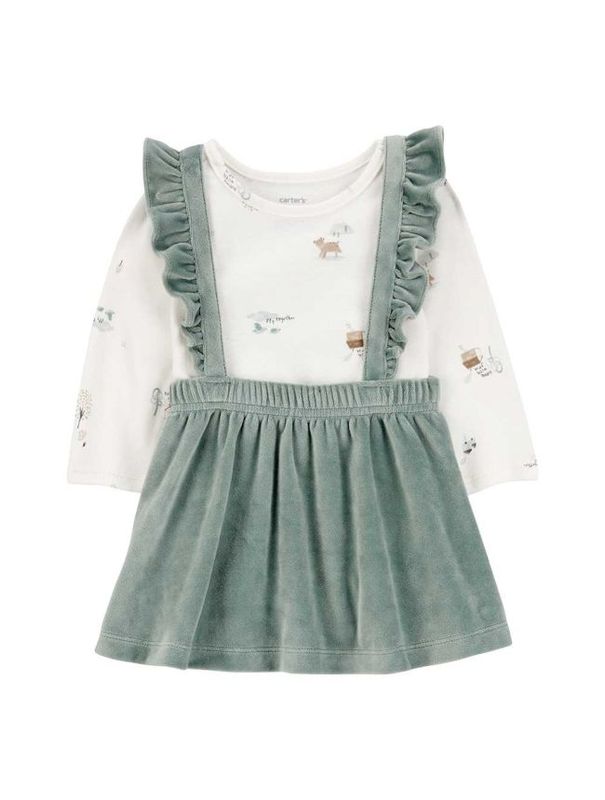 Original Carter&#39;s Girls 2-Pcs Velvet Dress &amp; Bodysuit Set