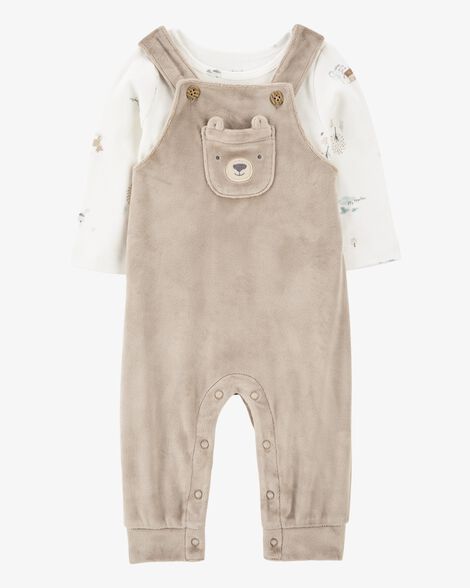 Original Carter&#39;s Unisex 2-pcs Bear Long Sleeve Tee &amp; Coverall Set