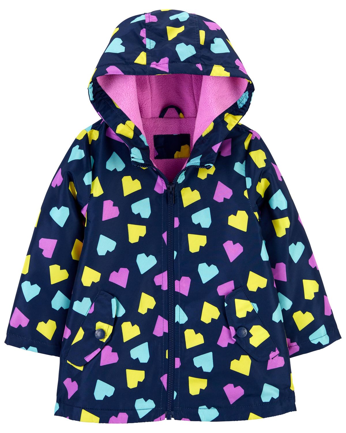 Original Carter&#39;s Girls Fleece Heart Print Rain Jacket