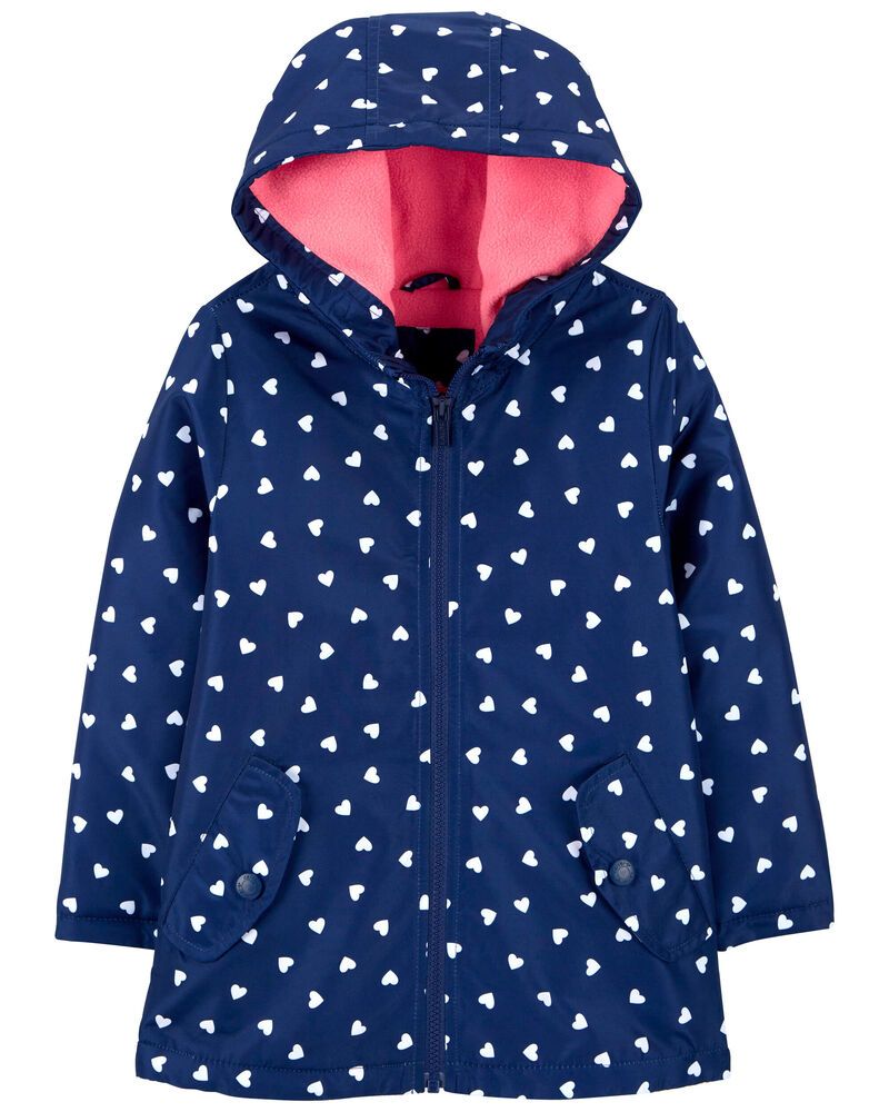 Original Carter&#39;s Girls  Fleeced-Lined Heart Print Rain Jacket