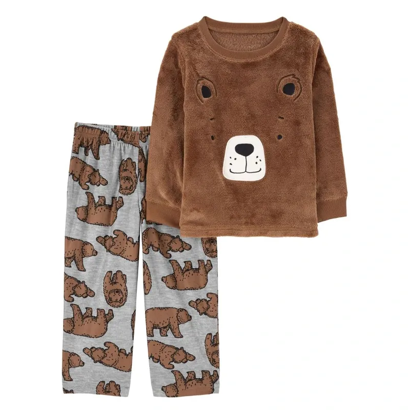 Original Carter&#39;s Toddler Boys’ 2-Piece Fuzzy Velboa Bear Pajamas