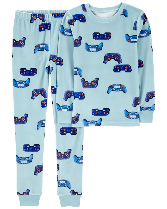 Original Carter's Kid 2-Piece Fuzzy Velboa Video Game Pajamas