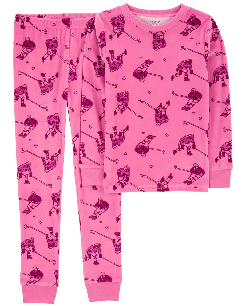 Original Carter&#39;s Kid 2-Piece Fuzzy Velboa Hockey Pajamas
