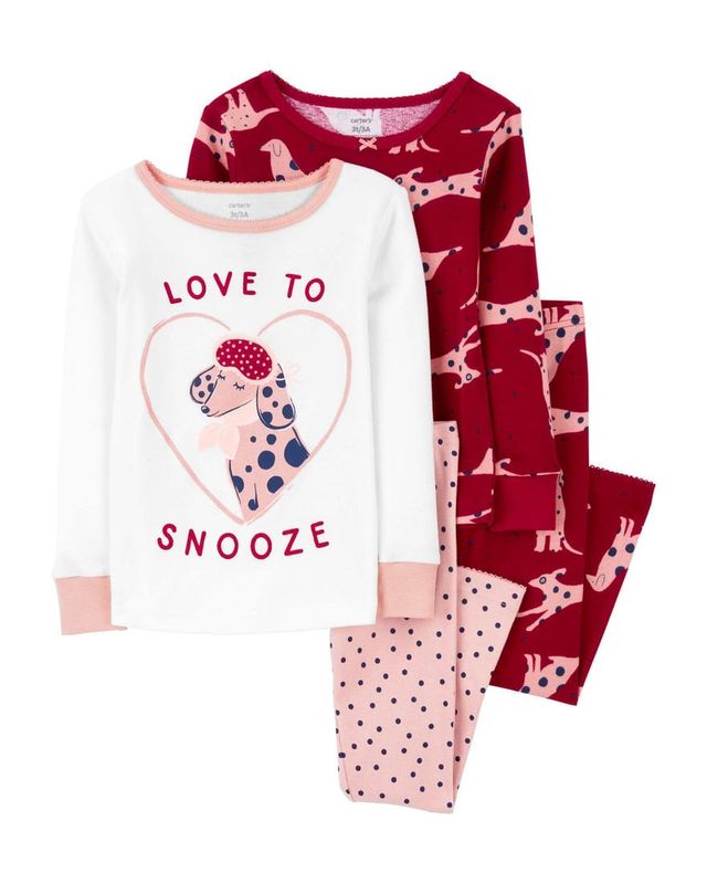 Original Carter's Girls Dog Printed 4-Piece 100% Snug Fit Cotton Pajama