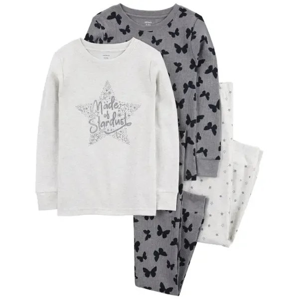 Original Carter's Girls 4-Pcs Butterfly Cotton  Pajama