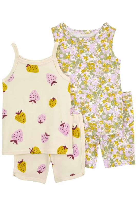 Original Carter's Girls Printed 4-Pcs Pajama