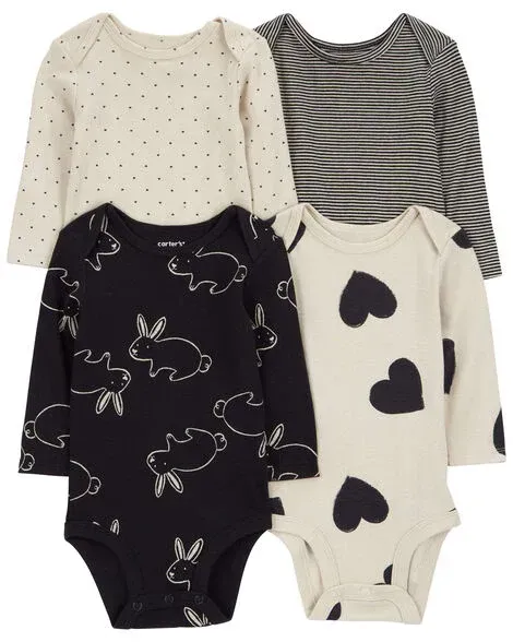 Original Carter's Baby 4-Pack Long-Sleeve Bodysuit Set