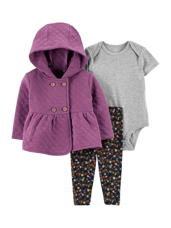 Original Carter's 3-Pcs Girls Cardigan Set