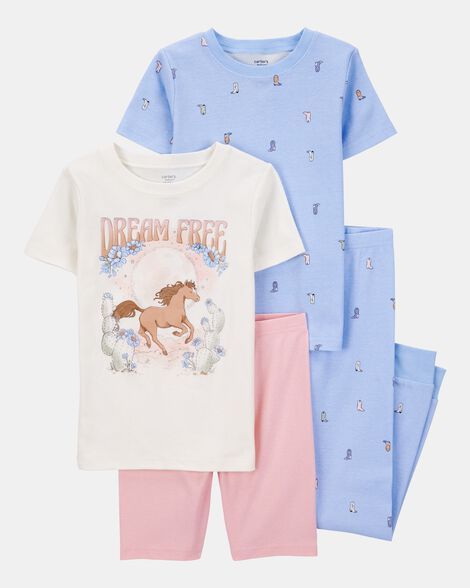 Original Carter's Girls 4-Piece Horse 100% Snug Fit Cotton Pajamas