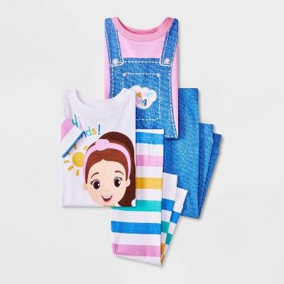 Ms. Rachel Girls 4-Piece Short Sleeve Cotton Pajama