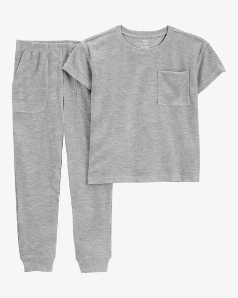 Original Carter's Boys Solid Loose Fit Waffle Knit 2-Piece Pajamas