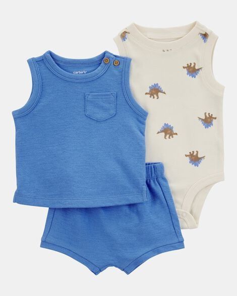 Original Carter's Boys 3-Piece Dinosaur Little  Short Set