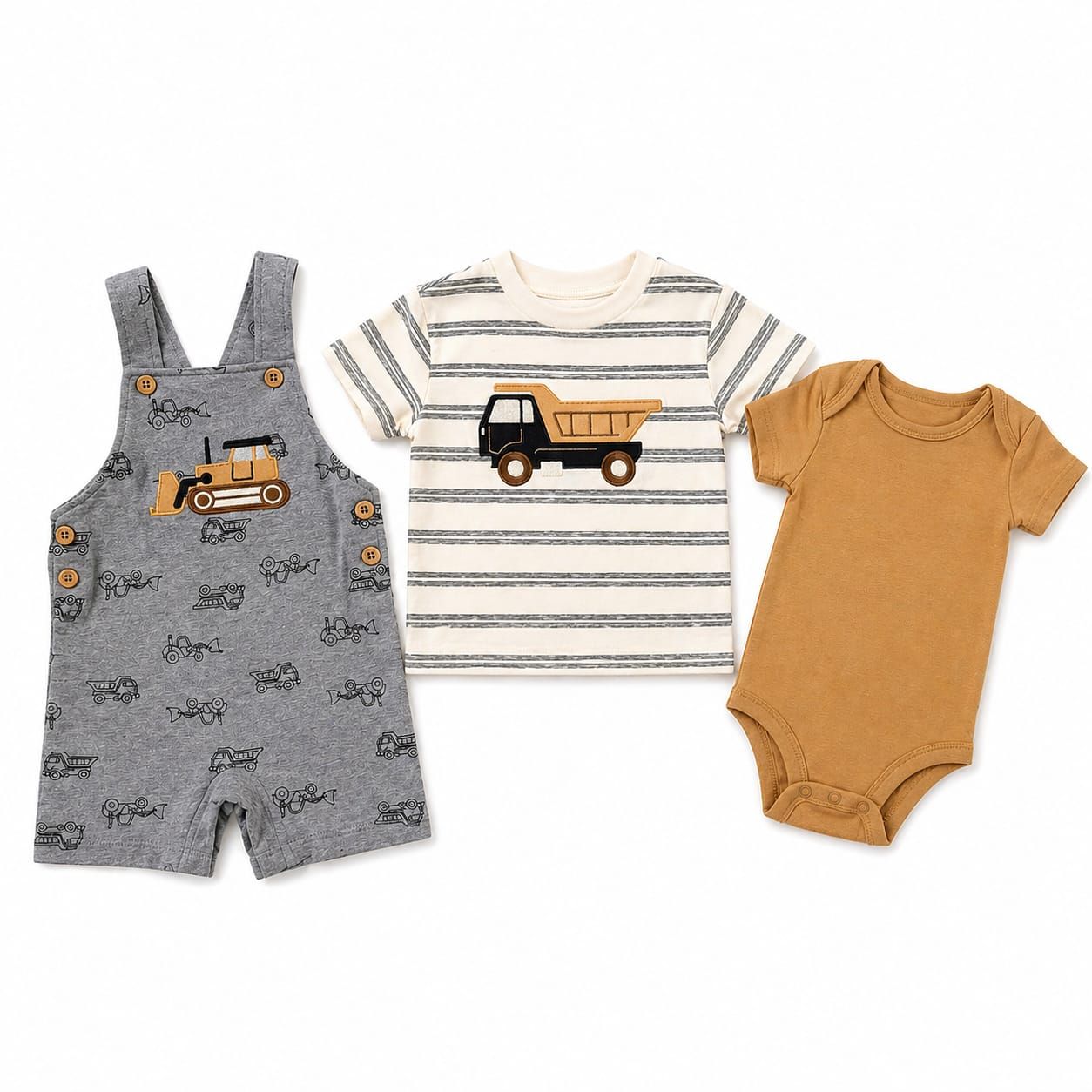 Pekkle Boys 3-Piece Cotton Shortall Set