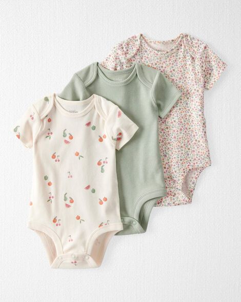 Original Carter's Little Planet Girls 3-Pack Organic Cotton Rib Bodysuit Set