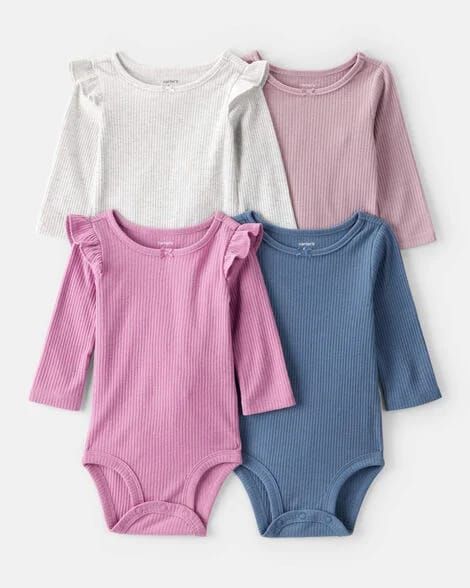 Original Carter's Girls 4-Pack Long-Sleeve Bodysuit Set