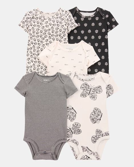 Original Carter's Girls 5-Pack Short-Sleeve Cotton Bodysuits