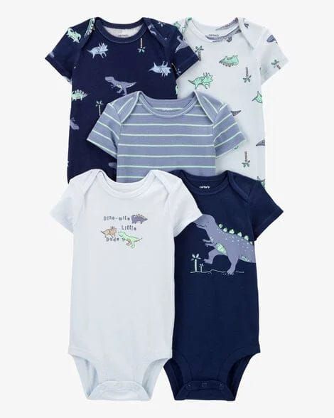 Original Carter's Boys 5-Pack Dinosaur Short-Sleeve Bodysuit Set