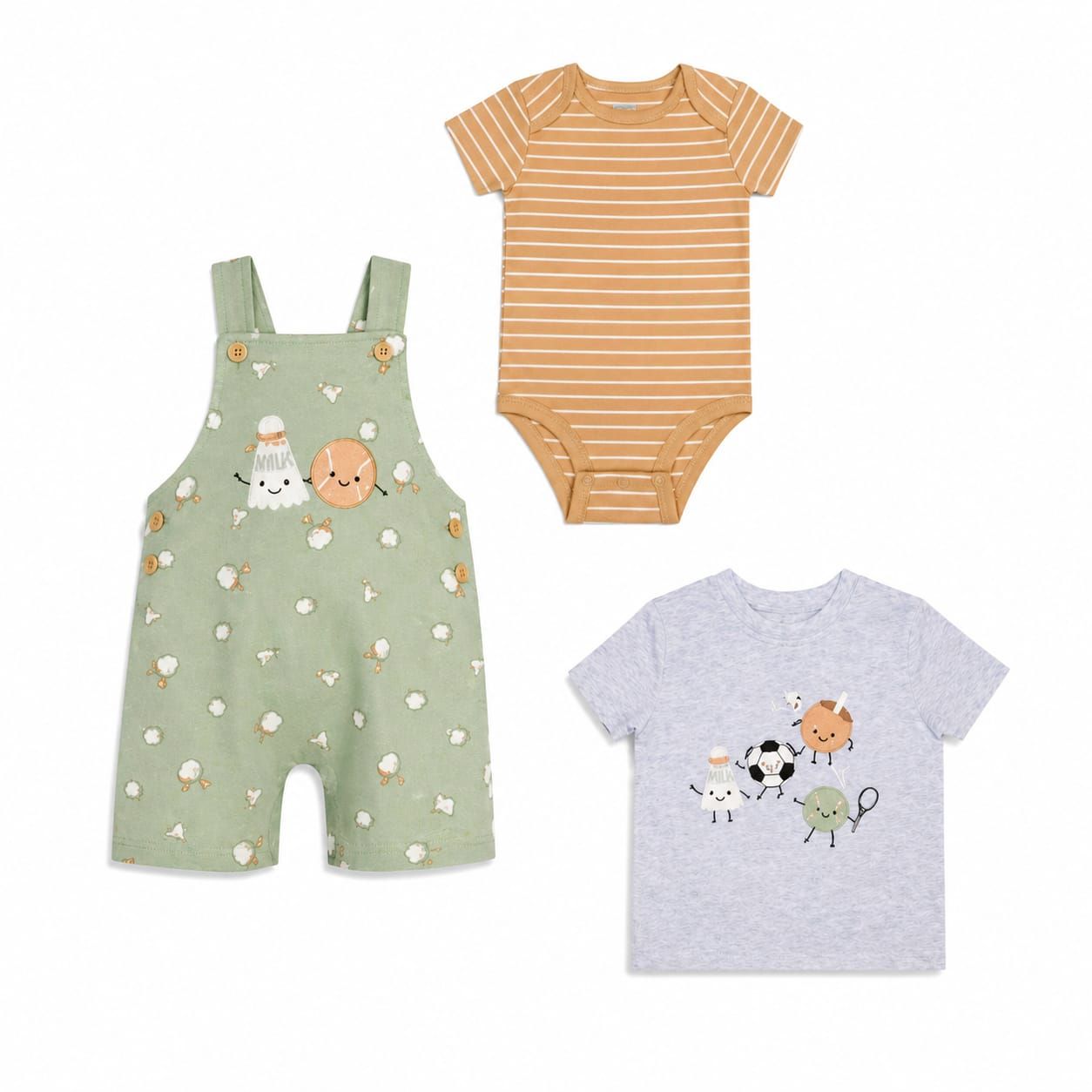 Pekkle Boys 3-Pcs Shortall Set