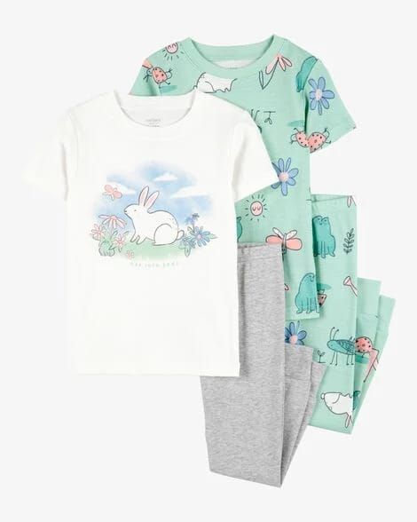 Original Carter's Girls Bunny 4-Pcs Cotton Pajama