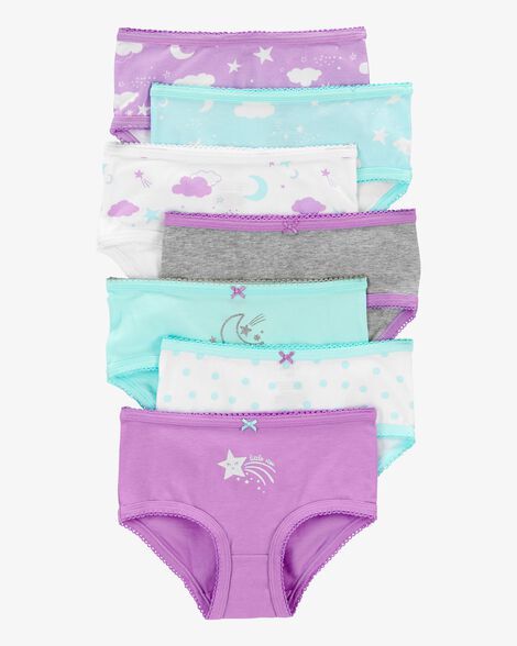 Original Carter's Girls 7-Pack Star &amp; Moon Brief Stretch Cotton Underwear