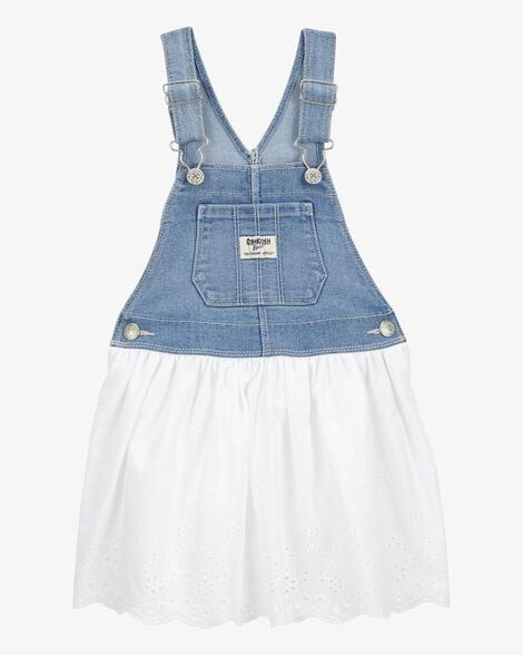 Oshkosh B'gosh Girls Stretch Denim Eyelet Jumper Dress