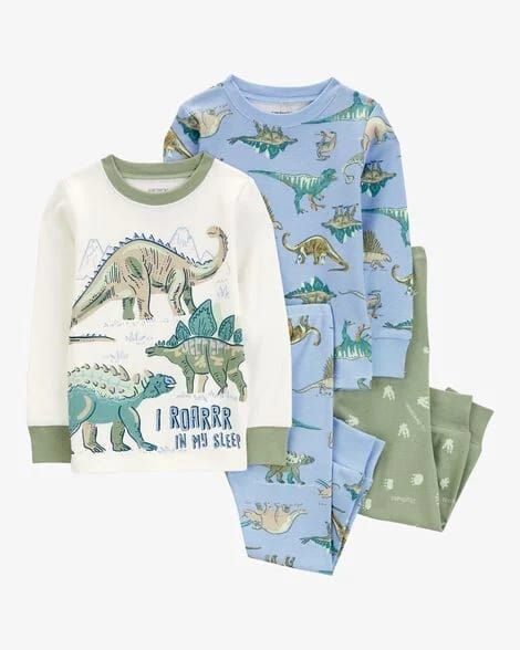 Original Carter's Boys 4-Piece Dinosaur 100% Snug Fit Cotton Pajamas