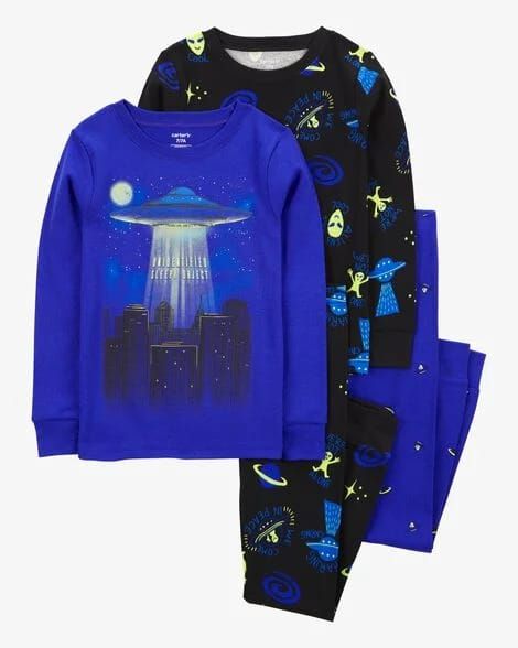 Original Carter's Boys 4-Piece Snig Fit Glows in the Dark Pajama