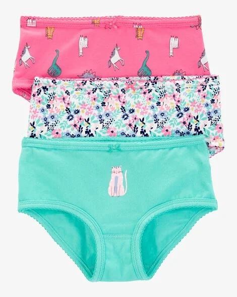 Original Carter's Girls 3-Pack Cat Print Brief Stretch Underwear