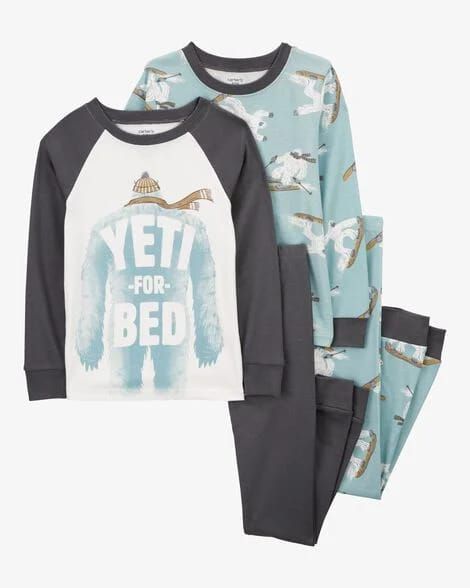 Original Carter's Boys 4-Piece Big Foot Snug Fit Cotton Pajama