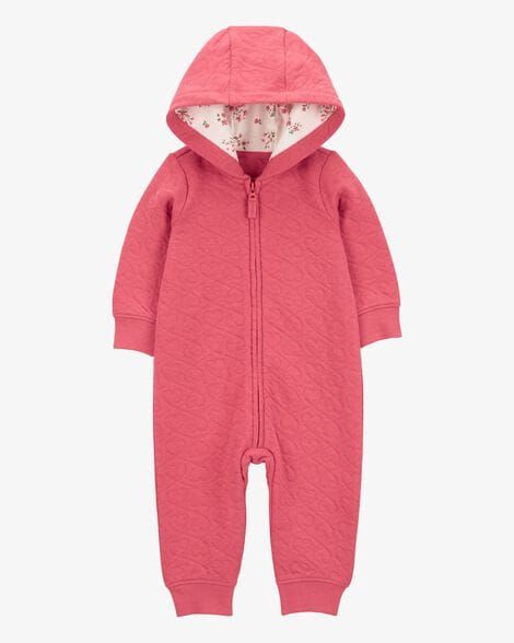 Original Carter's Girls Heart Solid Cotton Blend Long-Sleeve Overall