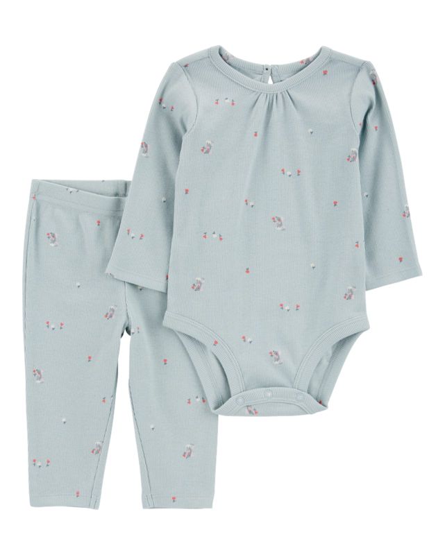 Original Carter's Girls 2-Piece Mouse Print Bodysuit Pant Set